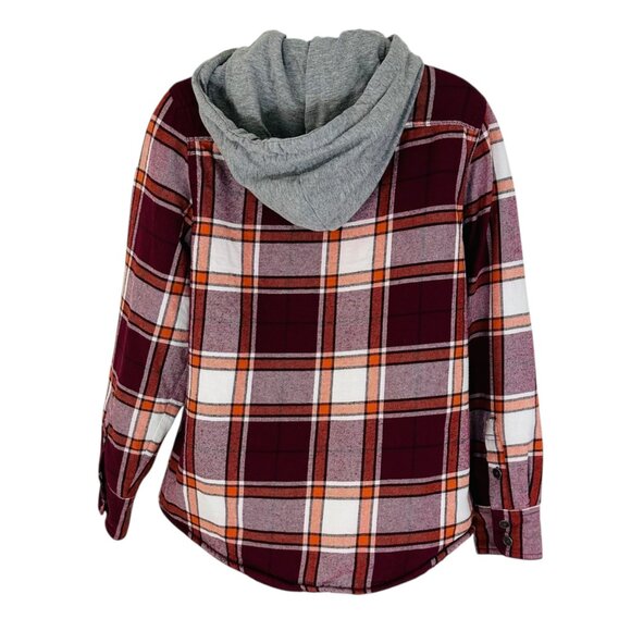 Natural Reflection Women's Size M Plaid Flannel Fleece Red Shirt Jacket Shacket - Picture 3 of 7
